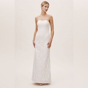 Eastcote by Whispers & Echoes / Elegant White Lace Strapless Wedding Dress